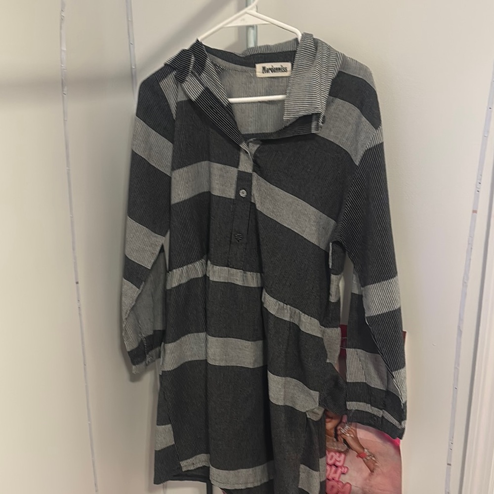 Striped Black and Gray Blouse